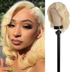 Human 613 blonde wigs are high-end, bleached, It has natural hairline which can be customized, Classical body wave hairstyle with blonde color, T-Center part human hair lace front wigs, Trending tiktok viral wig, best wavy wig on tiktok, Glueless T Part Wig 613 Blonde Body Wave Lace Wigs, Pre Plucked With Baby Hair