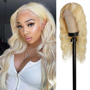 Human 613 blonde wigs are high-end, bleached, It has natural hairline which can be customized, Classical body wave hairstyle with blonde color, T-Center part human hair lace front wigs, Trending tiktok viral wig, best wavy wig on tiktok, Glueless T Part Wig 613 Blonde Body Wave Lace Wigs, Pre Plucked With Baby Hair