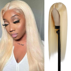 Virgin hair T part wigs are made of high-quality materials, The wigs in the light blonde shade that have been processed and thus can be dyed to other colors without any bleaching procedure, HD Transparent Lace 613 Human Hair Wig, No additional plucking required