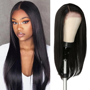 Multi-Parting, 13X6, Human Hair Blend, Frontal Wig, Invisible Lace, Pre-Plucked, Long Straight Wig, 