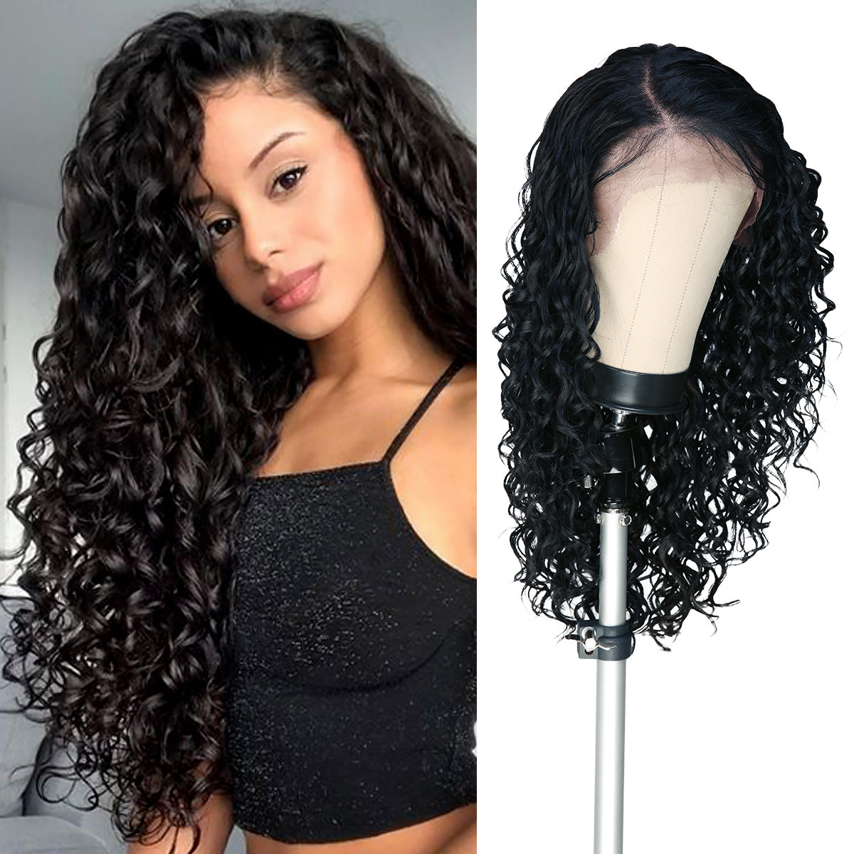 Multi-Parting, 13X6, Human Hair Blend, Frontal Wig, Invisible Lace, Pre-Plucked, Curly Wig, Rodded Curls, Ringlet Curl Pattern, Layered Curly Wig, Volume Wigs,