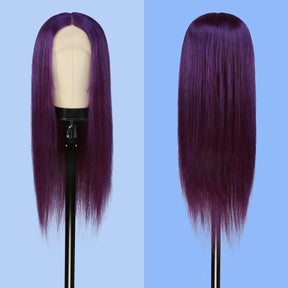 Human Hair, Lace Wig, T part, Deep part, Center Part, Middle Part, Long and Full, Natural Hairline, Straight, layered straight, HD Lace, Blonde, 613, Purple, Fancy Color, Pre dyed