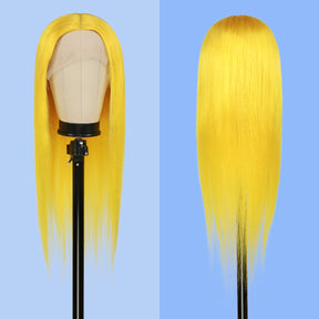 Human Hair, Lace Wig, T part, Deep part, Center Part, Middle Part, Long and Full, Natural Hairline, Straight, layered straight, HD Lace, Blonde, 613, Yellow, Fancy Color, Pre dyed