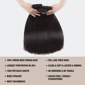 UpScale 15A Super Double Drawn Virgin Human Hair Bundle Silk Pressed Bone Straight (10"-28")