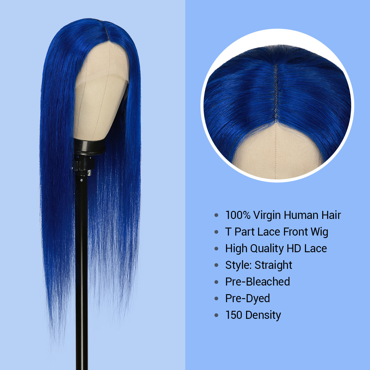 Human Hair, Lace Wig, T part, Deep part, Center Part, Middle Part, Long and Full, Natural Hairline, Straight, layered straight, HD Lace, Blonde, 613, Fancy Color, Blue, Pre dyed, 100% Virgin Human Hair, High Quality HD Lace, Pre bleached, 150% density