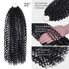 Authentic Synthetic Hair Crochet Braids 6X Value Pack Water Wave 22"