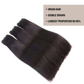 UpScale 15A Super Double Drawn Virgin Human Hair Bundle Silk Pressed Bone Straight (10"-28")