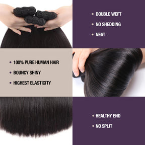 UpScale 15A Super Double Drawn Virgin Human Hair Bundle Silk Pressed Bone Straight (10"-28")