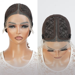 Virgin Brazilian Remy 100% Human Hair HD Lace Front Wig 13X5 T-Part Honey Blonde Chunky Highlight Bob