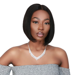 To display the professionalism side and the charm of career-focusing ladies, Bob styles are no doubt the best choice. Center part short human hair bob lace front wig is generally easier to look after than long hair and they’re especially matching to the sparkling season of summer, It can be dye, bleach and perm as you want.