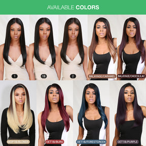 Multi-Parting, 13X6, Human Hair Blend, Frontal Wig, Invisible Lace, Pre-Plucked, Long Straight Wig, 