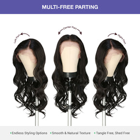 Multi-Parting, 13X6, Human Hair Blend, Frontal Wig, Invisible Lace, Pre-Plucked, Long Loose Curl,  Layered Curls, 