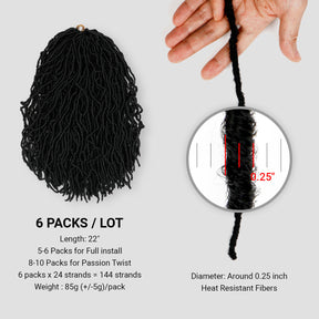 Authentic Synthetic Hair Pre-Looped Distressed Locs 22"