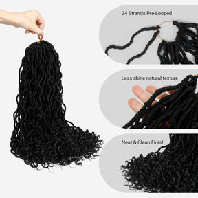 Authentic Synthetic Hair Pre-Looped Distressed Locs Curly Tips 22"