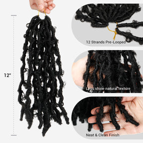 Authentic Synthetic Hair Pre-Looped Butterfly Locs 12"
