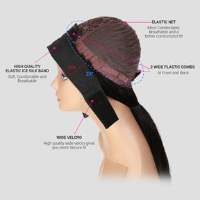 Human Hair, Headband Wig, Glueless, Straight, layered straight