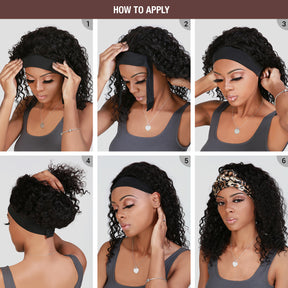 Diva Queen Virgin Human Hair Glueless None Lace Headband Wig Kinky Straight 16" (Natural)