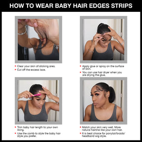 Celebrity 100% Human Hair HD Lace Reusable Fake Baby Hair Edge 2pcs C-Shape