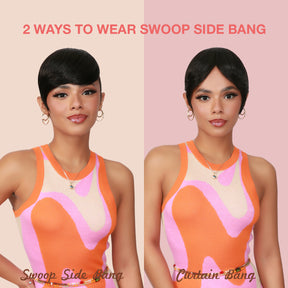 Swoop Side Bang, Curtain Bang, Layered Bang, Hair Piece