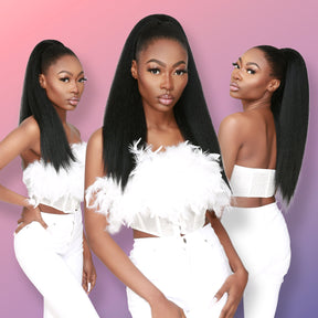 Instant Glitz Synthetic Drawstring Ponytail Natural Yaki Straight 24"