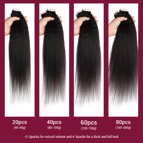 Starlet 100% Virgin Unprocessed Human Hair Tape-In Extension 20Pcs Kinky Straight