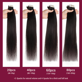 Human Hair, Tape, Yaki, Straight, Natural Texture