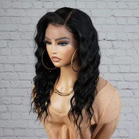 Brazilian Virgin Remi Human Hair 100% Hand Tied Full Lace 360 Lace Frontal Wig Loose Deep Wave 16"
