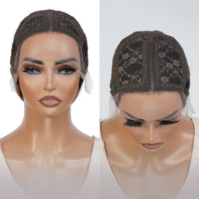 T shape lace part wig gives natural hairline and realistic lace part with affordable price, Medium Length Bob Style, Most trendy Face Framing Highlight Ombre Hair color. No extra money for hair dyeing, Pre-bleached by expert