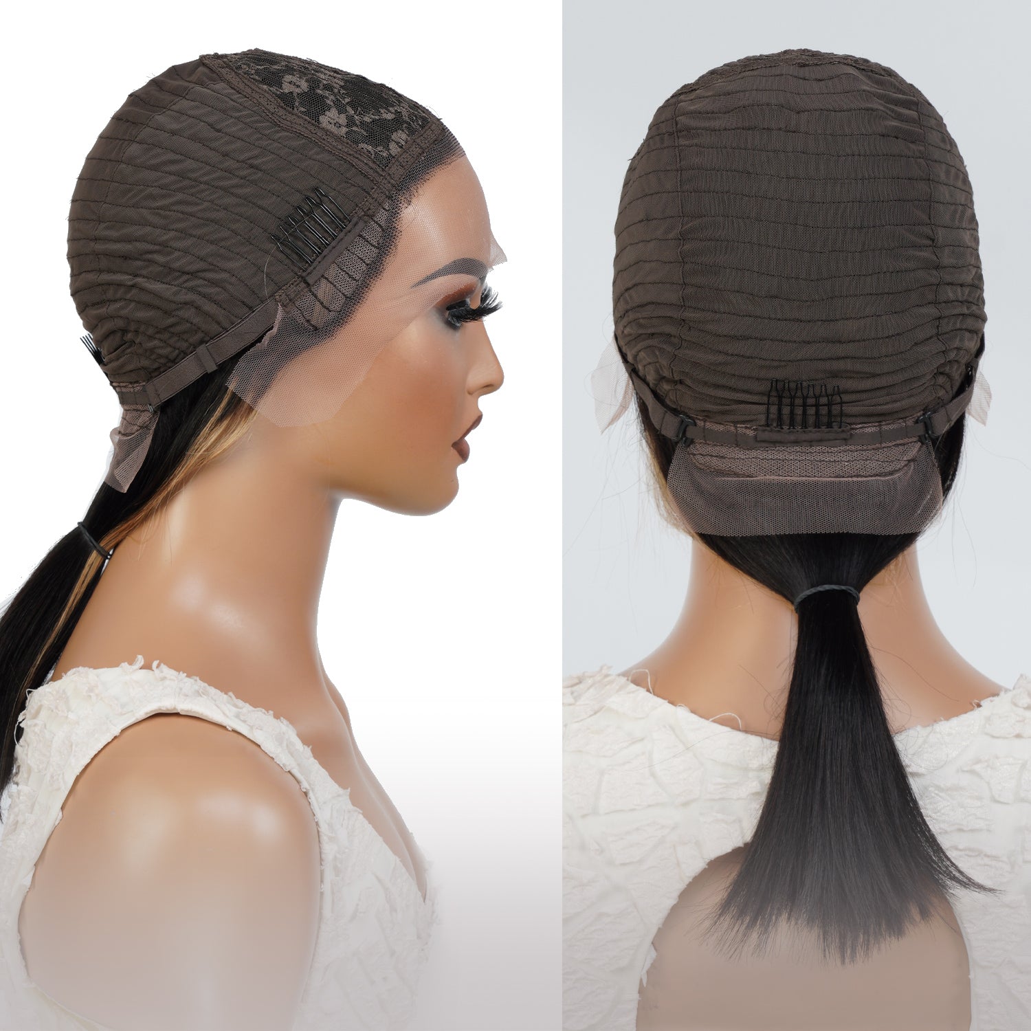 T shape lace part wig gives natural hairline and realistic lace part with affordable price, Medium Length Bob Style, Most trendy Face Framing Highlight Ombre Hair color. No extra money for hair dyeing, Pre-bleached by expert