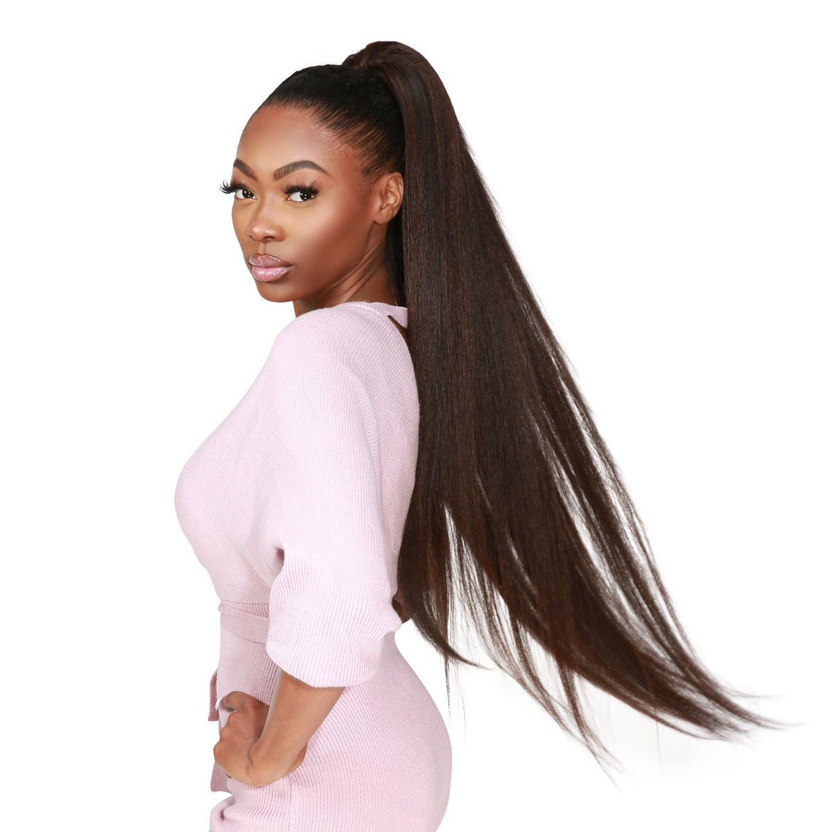 Instant Glitz Synthetic Drawstring Ponytail Straight 36"