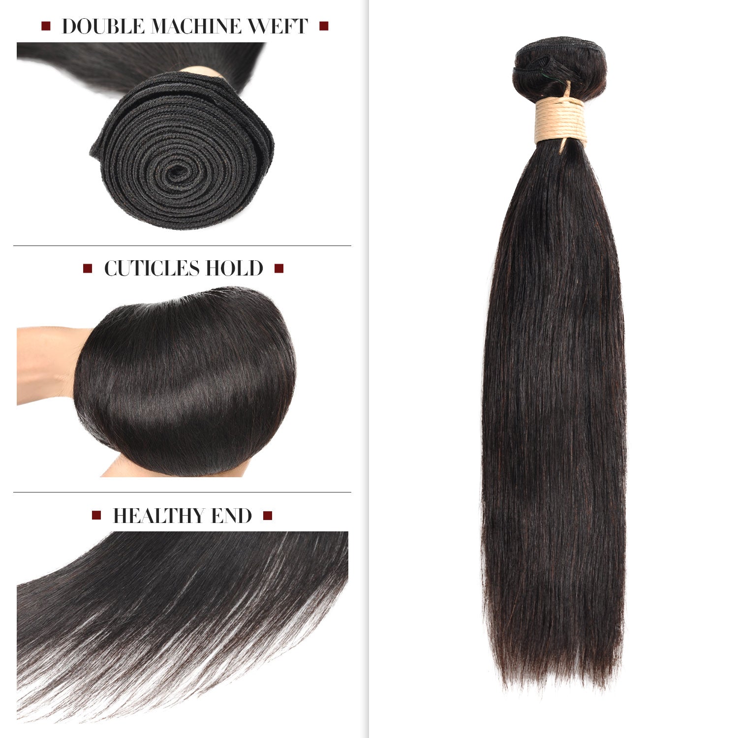 100% Virgin Remy Human Hair Unprocessed Brazilian Weave Natural Straight