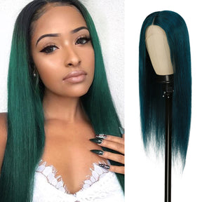 A T-front wig is a beginner-friendly wig for human hair wigs and it takes no effort to knock down the T-front wig, 100% Remy Human Hair Wigs without Chemical Processed, Pre-dyed with Special Dark Green color