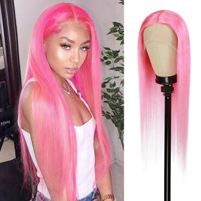 T shape lace part wig gives natural hairline and realistic lace part with affordable price, Virgin Human Hair Pre-dyed Fancy Color For Black Women, Moderate 150% density Pre-plucked with baby hair, Barbie dream house inspired Pink