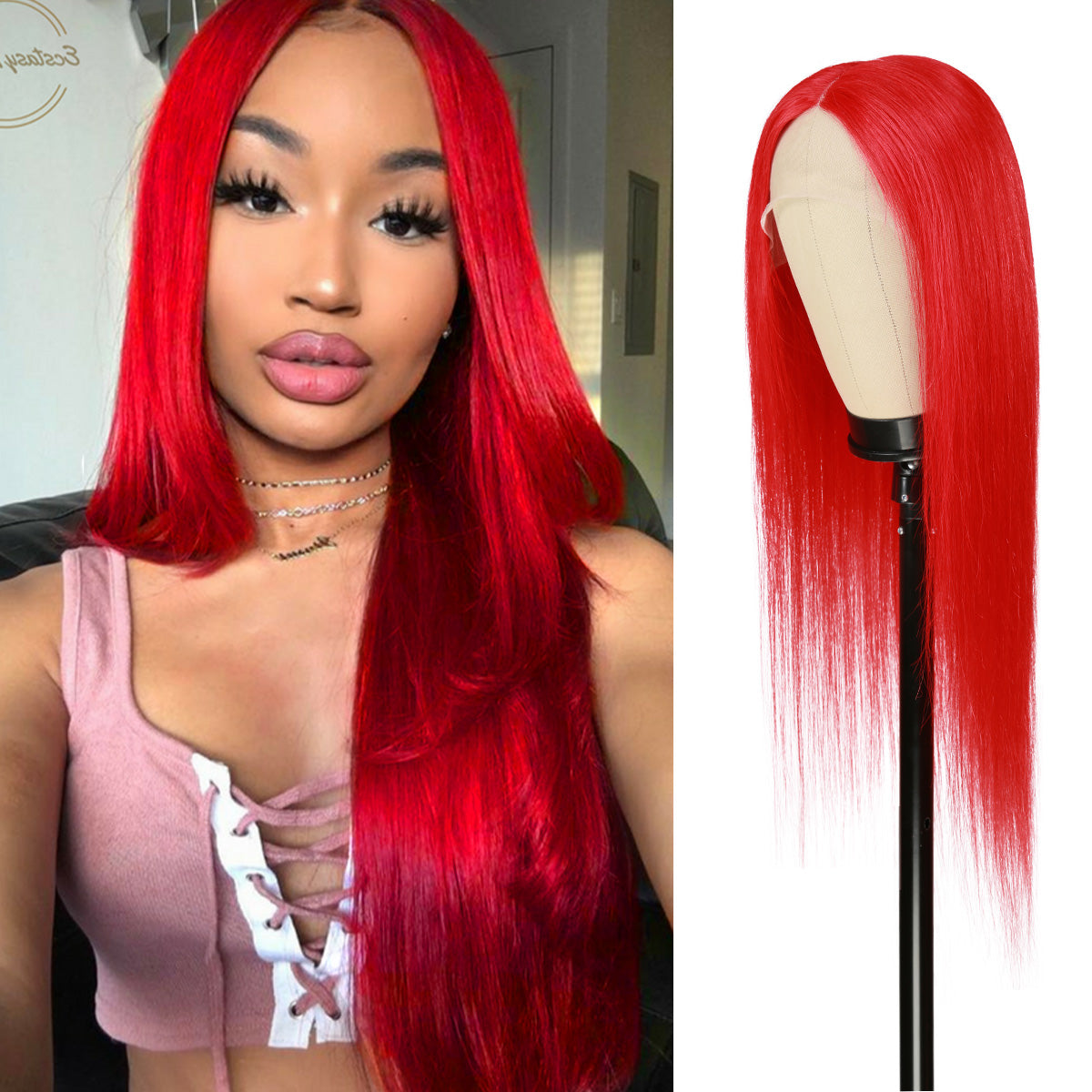 The T part wig is one of the most affordable wig types, We don't need to spend much time customizing the hairline and parting space, Silky smooth texture, Light weight, Natural Looking, The wig comes ready to use, The red color you always rocking with, The classic of Fancy color