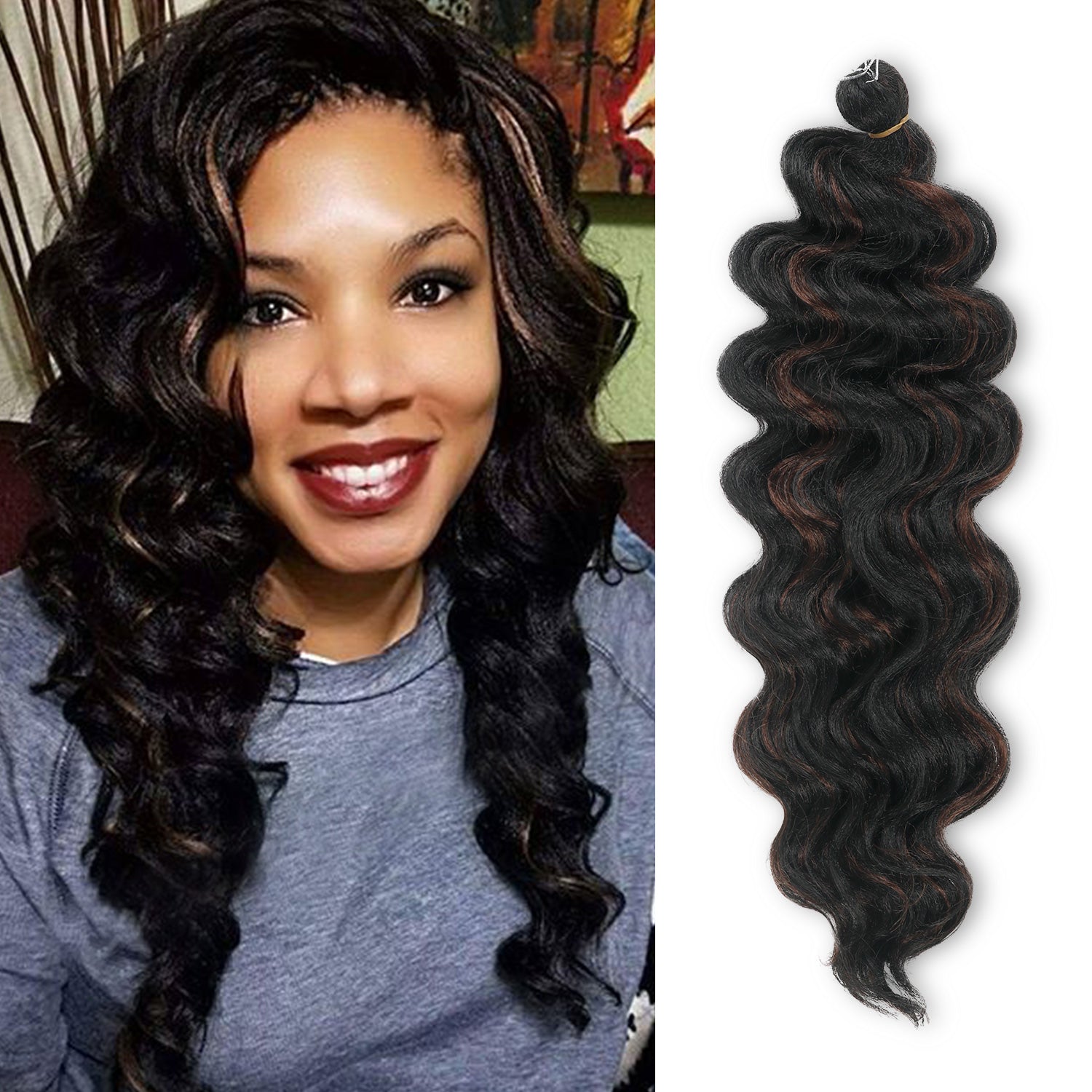 Authentic Synthetic Hair Crochet Braids 6X Value Pack Ocean Wave 20"
