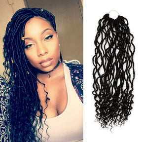 Authentic Synthetic Hair Pre-Looped Distressed Locs Curly Tips 22"