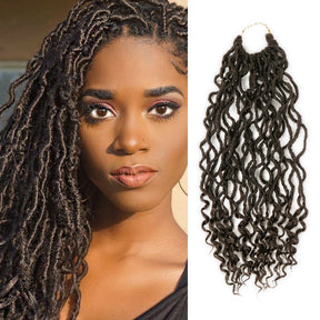 Authentic Synthetic Hair Pre-Looped Distressed Locs Curly Tips 22"