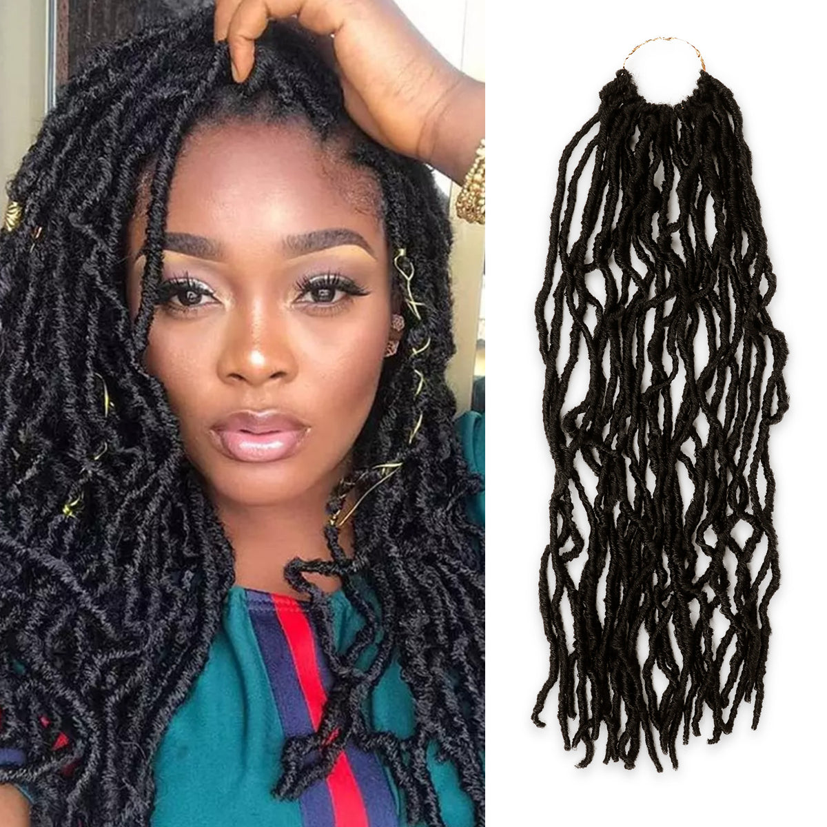 Authentic Synthetic Hair Pre-Looped Distressed Locs 22"