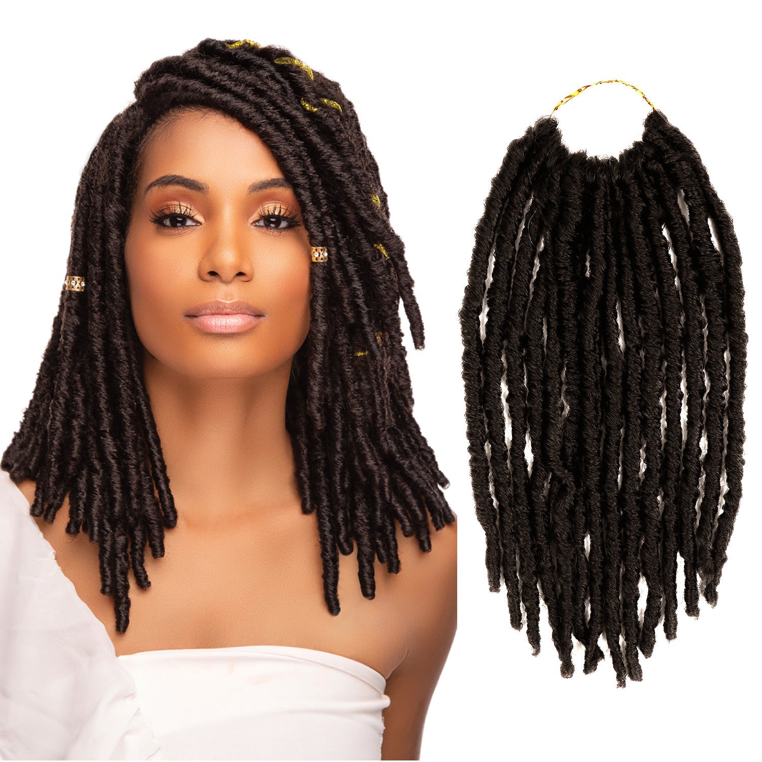 Authentic Synthetic Hair Pre-Looped U Loc Dreadloc Straight 12"