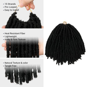 Authentic Synthetic Hair Pre-Looped U Loc Dreadloc Straight 12"