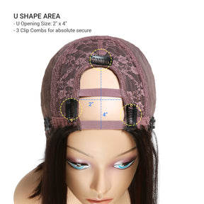 Diva Queen Virgin 100% Human Hair U-Part Clip Wig Bob Straight 12"