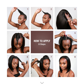 Diva Queen Virgin 100% Human Hair U-Part Clip Wig Bob Straight 12"
