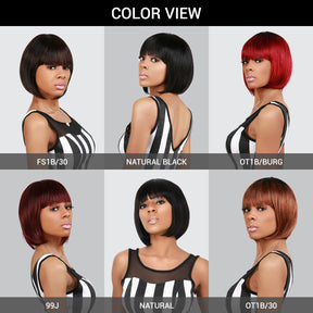 Human hair short bob wigs are available at alihairs.com in variety colors, FS1B/30, natural black, burgundy, dark auburn burgundy, OT1B/30