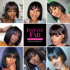 Human Hair, Wig, Medium, Bob