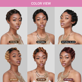 Human Hair, Wig, Short, Finger Wave, Pixie
